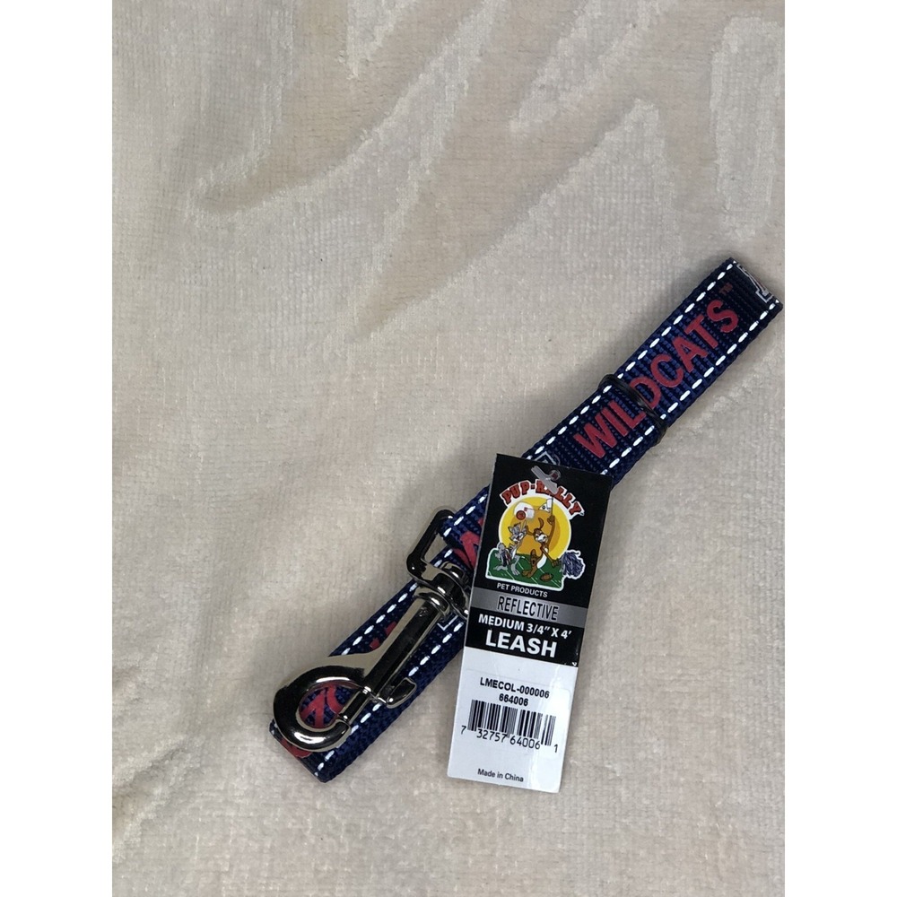 Pup Rally Dog Leash Size M Official NCAA Arizona Wildcats 3/4" x 4' Reflective